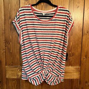 Lucky Brand NWT Striped Twist-Hem Top Size Large